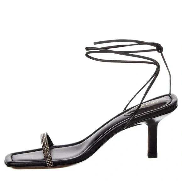 FRAME Le Ozzie Ankle Tie Sandal Black Leather Women’s SZ EU38.5  MSRP $468 - Picture 4 of 15